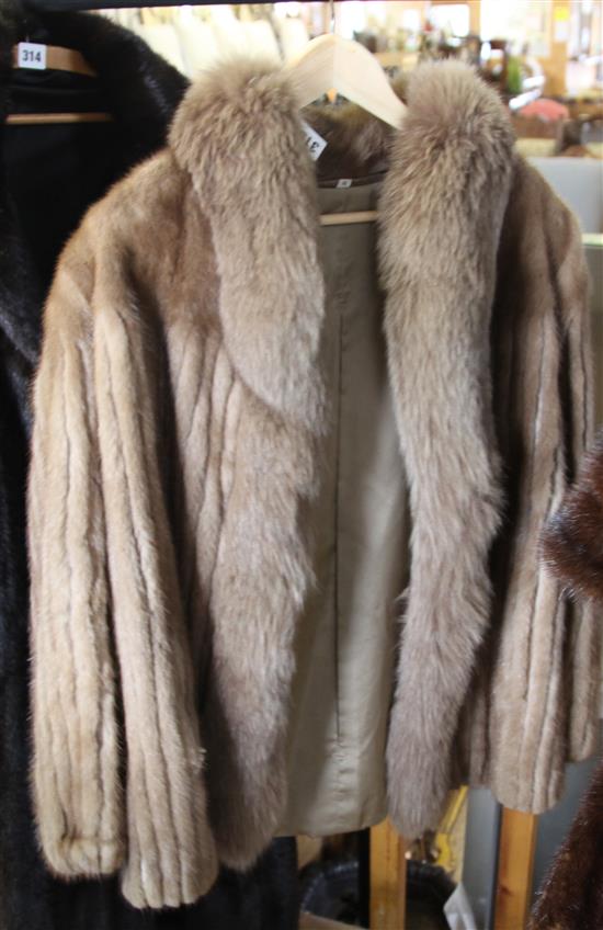 Light brown mink jacket with fox trim by Saga Mink (from estate of Patricia Hughes - Radio Announcer)